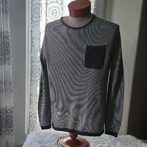 Levi's Men's Black and White Crewneck Sweater